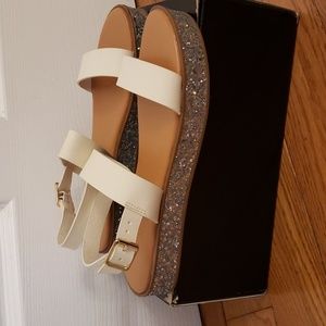 J.Crew Glitter Sole Cream Sandals New (No Box)
